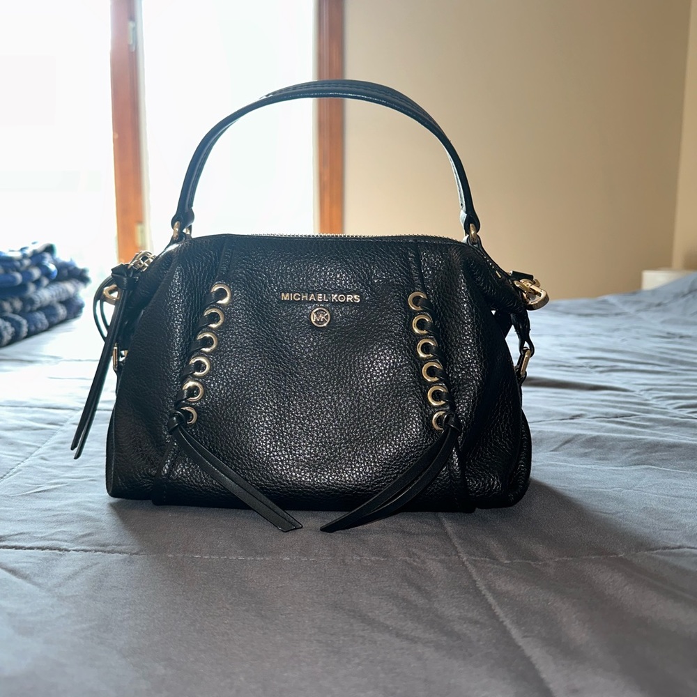 Michael Kors black double zip handbag/crossbody bag.